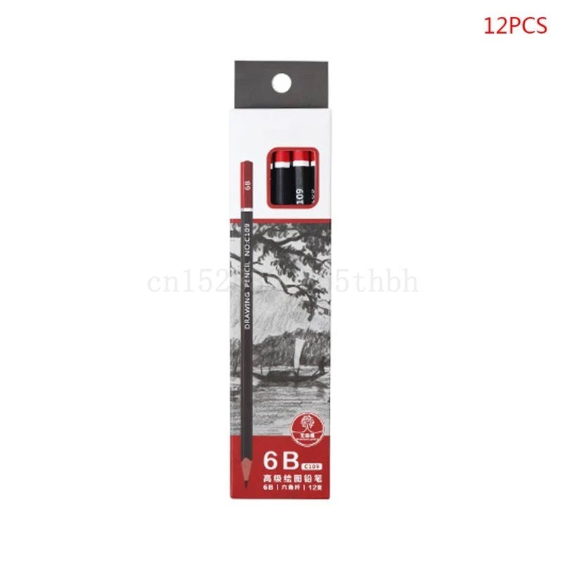 12 unids/caja lápiz de grafito para boceto, dibujo, escritura, 2H HB 2B 3B 3H 4B 5B
