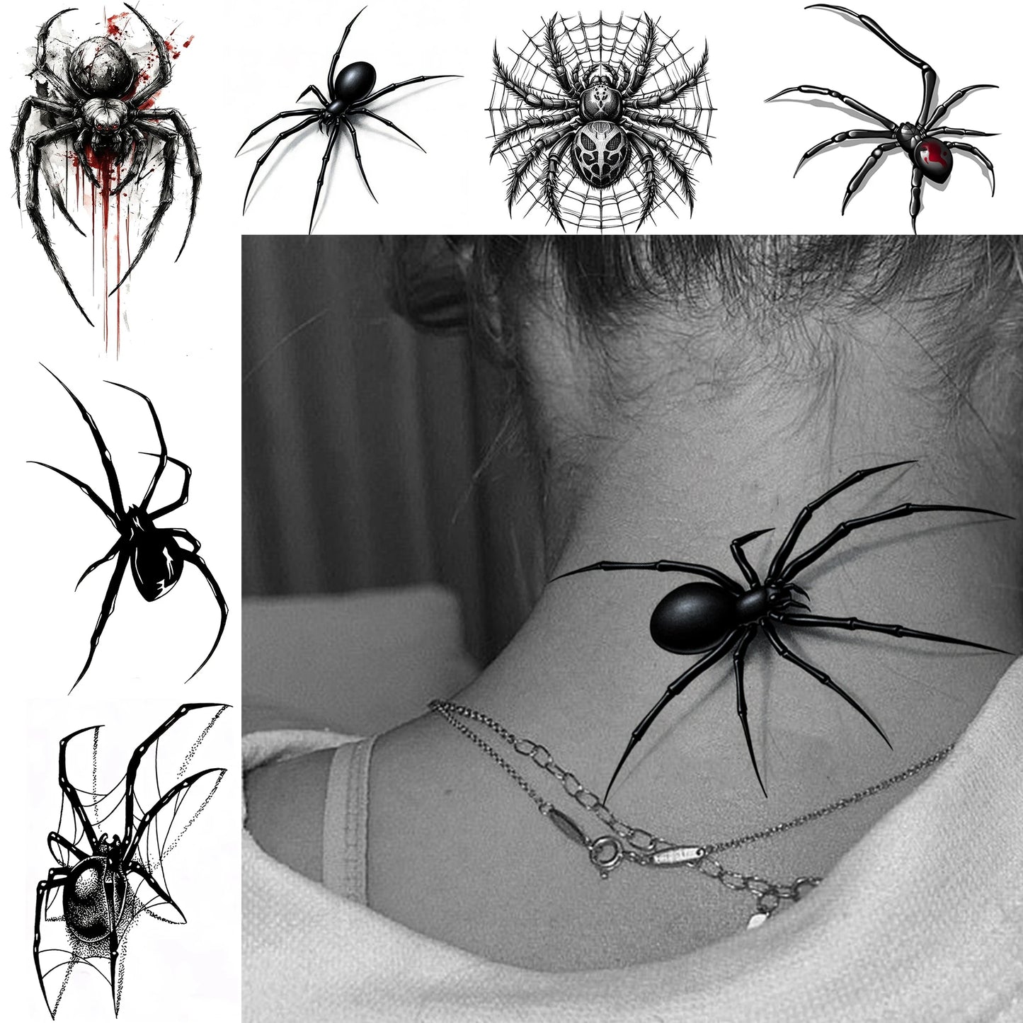 6 Hojas de Tatuajes Temporales para Halloween, Duraderos e Impermeables para Hombres y Mujeres