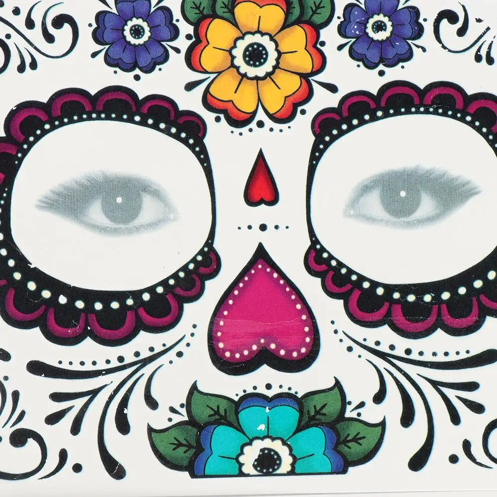 Tatuaje temporal de Día de los muertos, maquillaje Facial de Halloween impermeable, 1 unidad