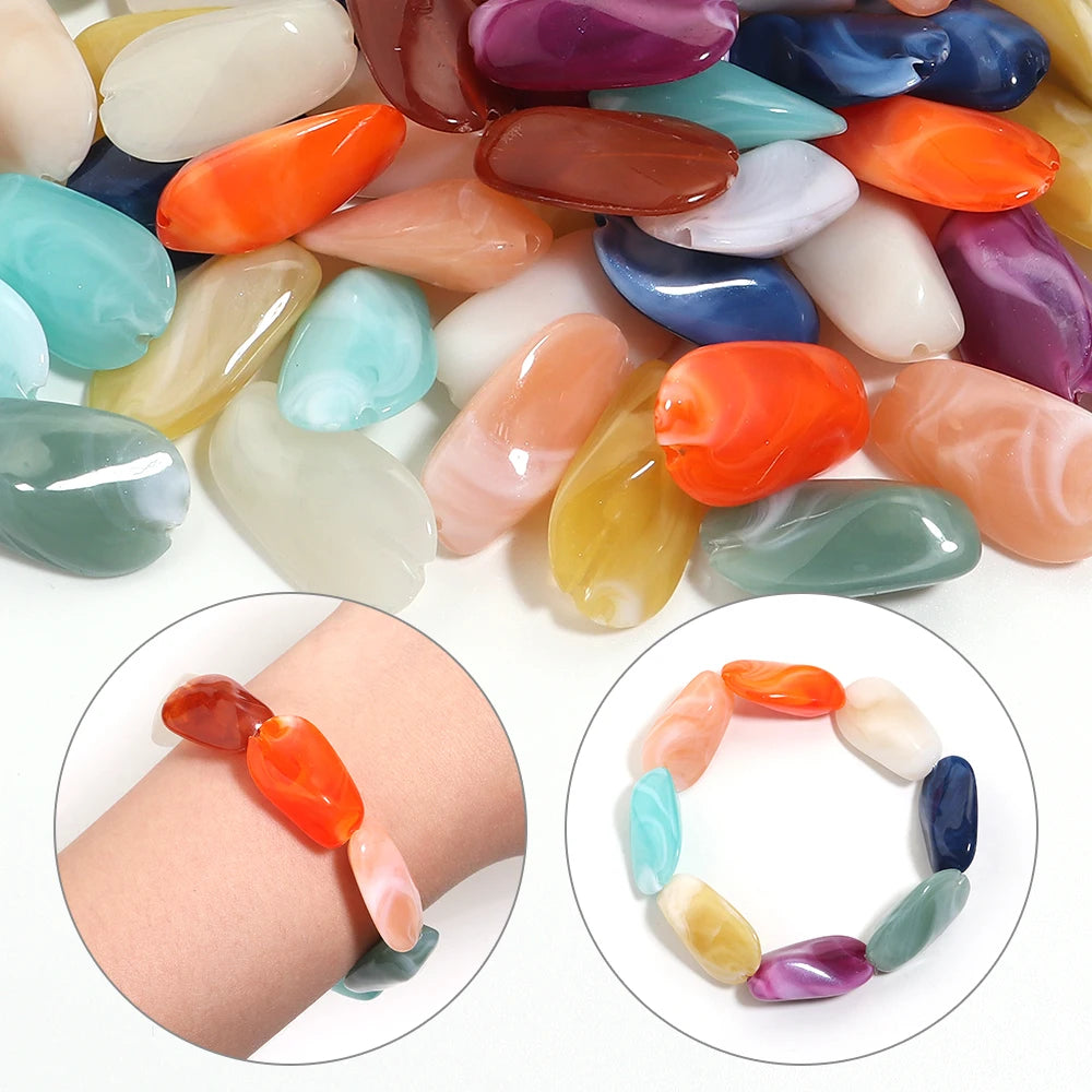 30 unids/lote de mostacillas acrílicas de forma Irregular de colores para fabricación de joyas