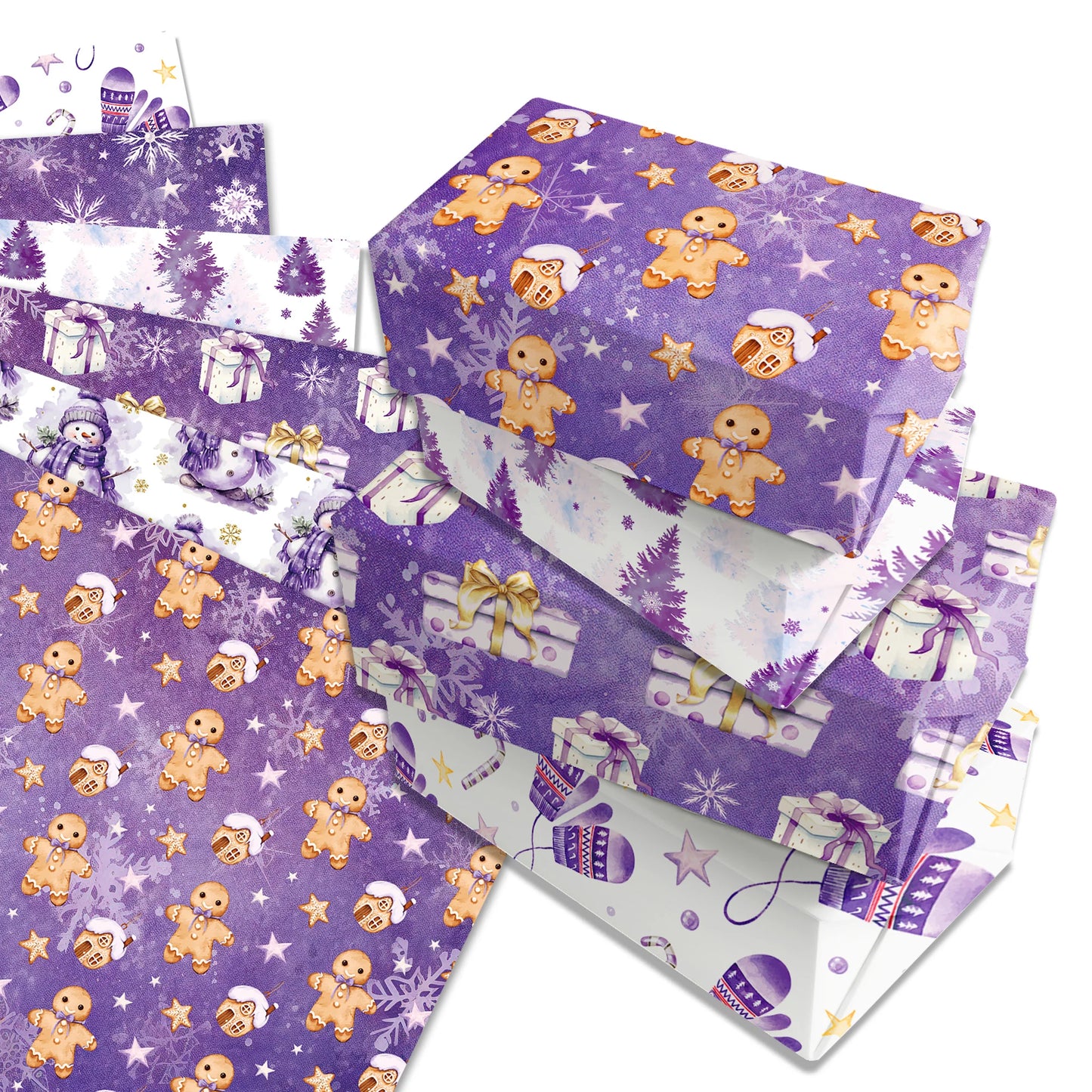 Papel  púrpura, papel de regalo de alta calidad, regalo Navidad, 12 pliegos