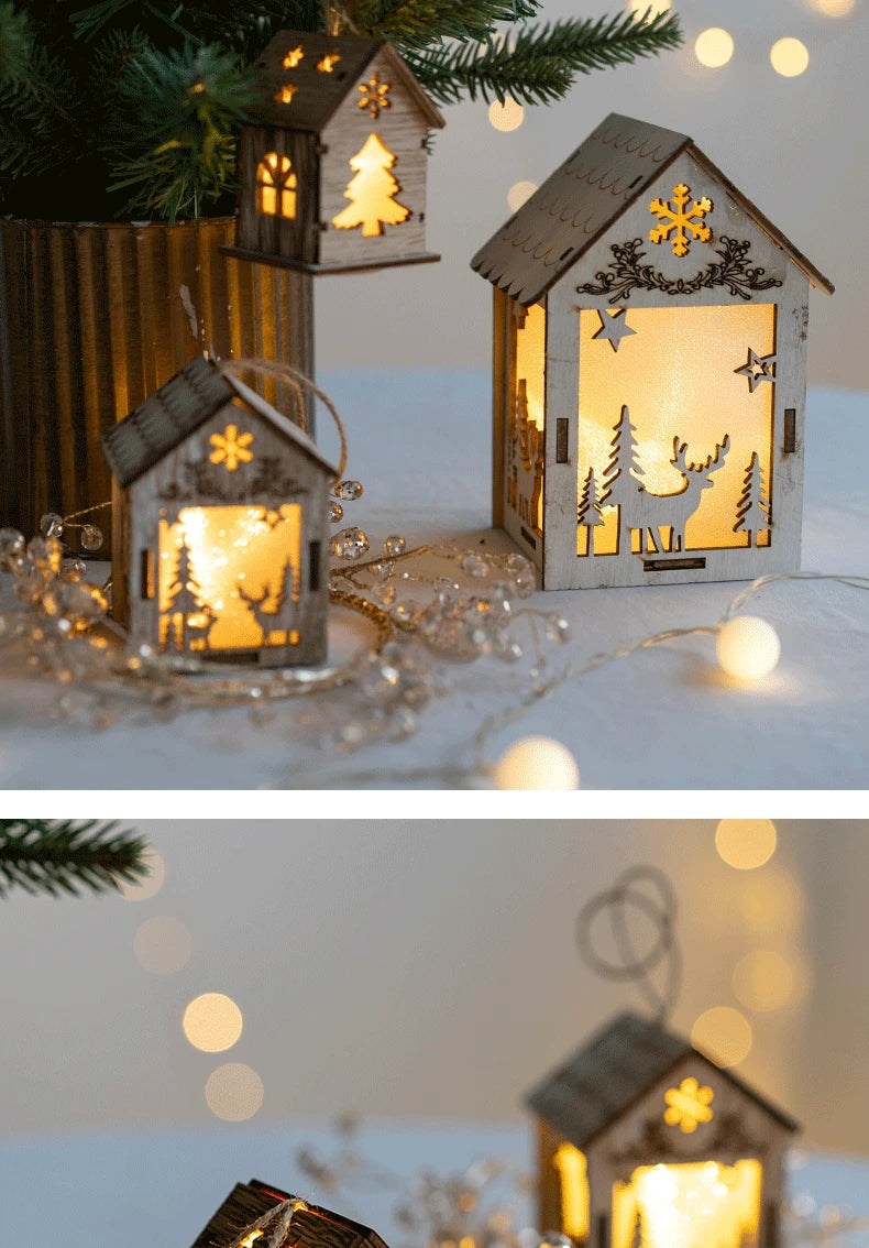 Casa de madera luminosa con Luz LED de Navidad