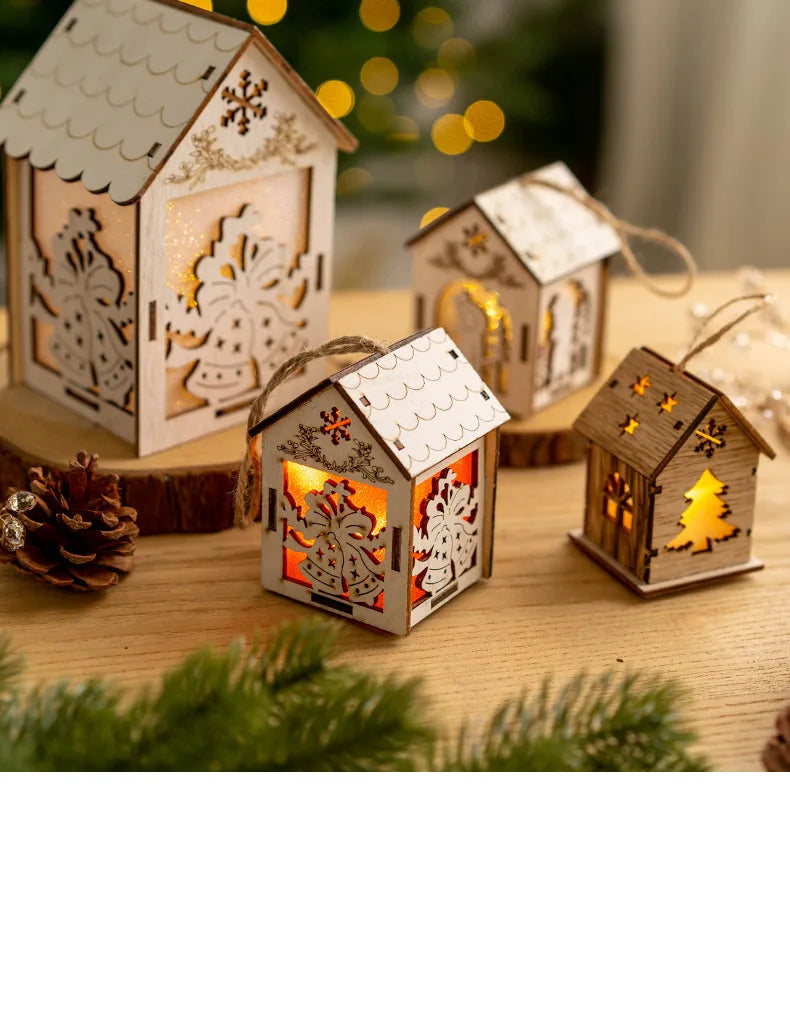 Casa de madera luminosa con Luz LED de Navidad