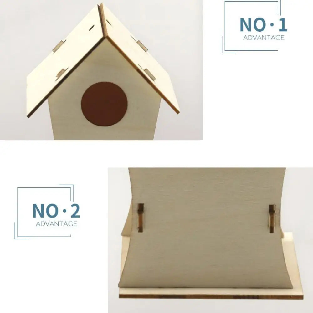 Casa de pájaro de madera para manualidades para el hogar, comedero colgante, 3 uds.