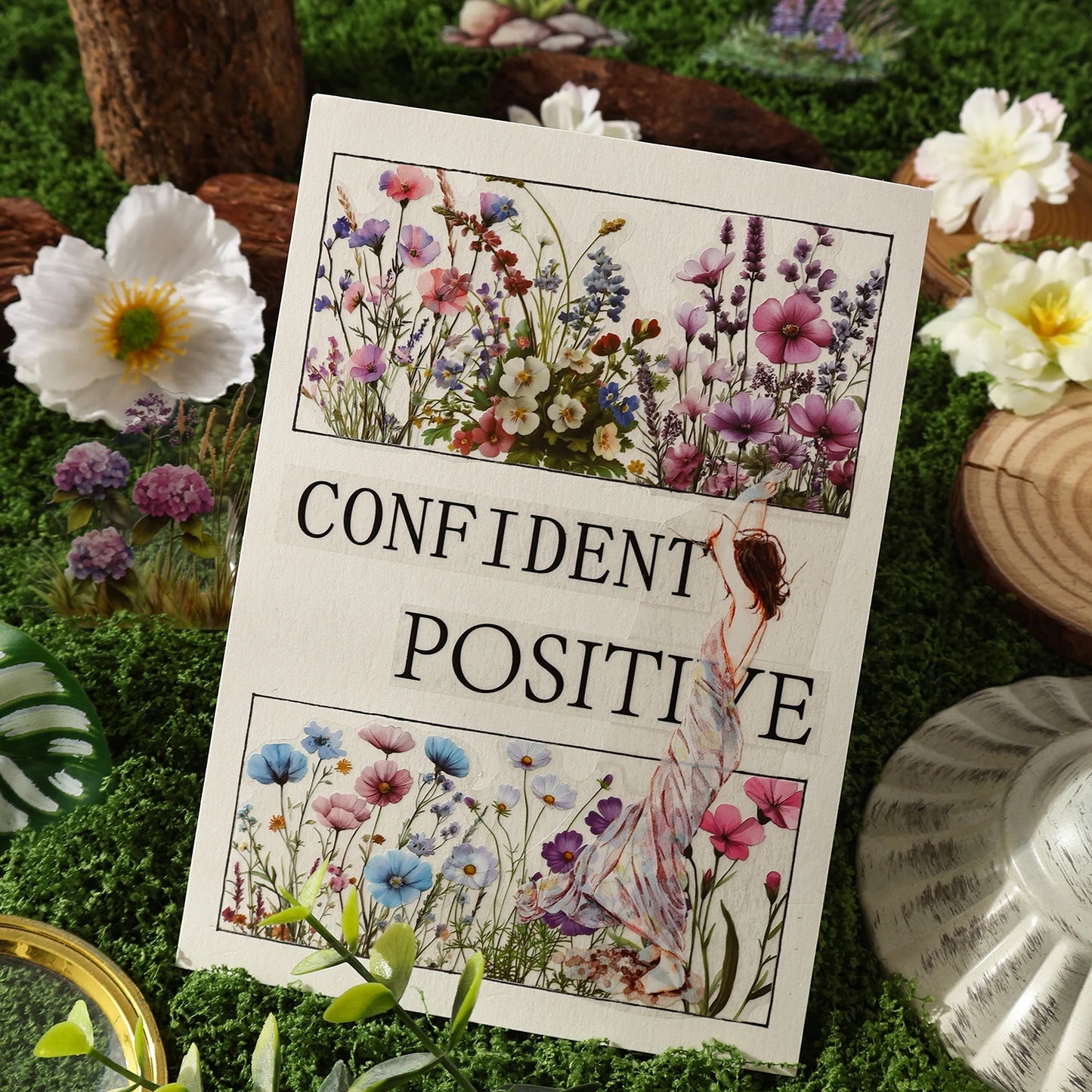 40/240 Uds. Stickers creativos vibrantes de plantas y flores