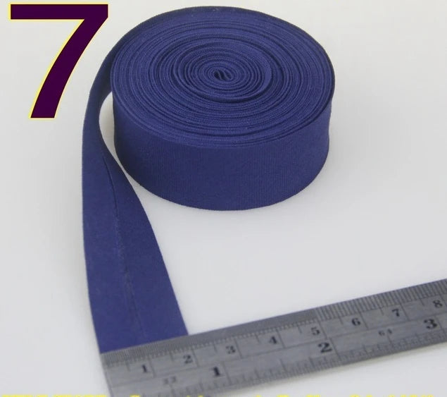 Sesgo, cinta al bies 100% de algodón, 20mm de ancho, 3/4 ",  con pliegue planchado, 5 mts
