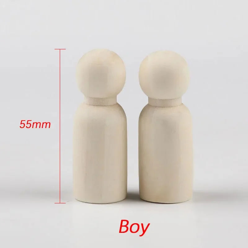 10 Uds. de muñecas de madera natural sin terminar, cuerpos para pintar