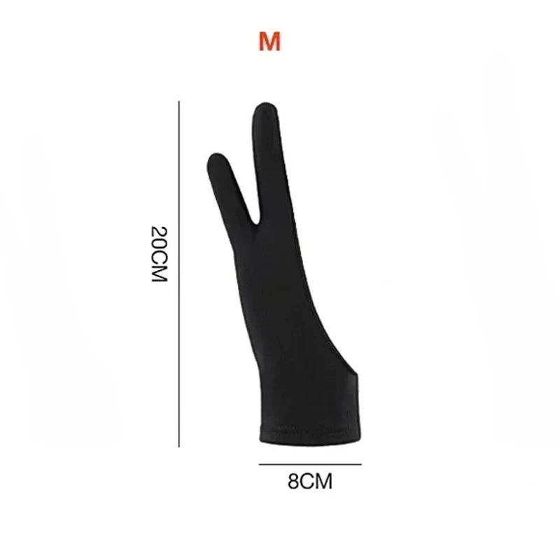 Guante de dibujo, guantes anti táctil de dos dedos, protector contra manchas, pintura