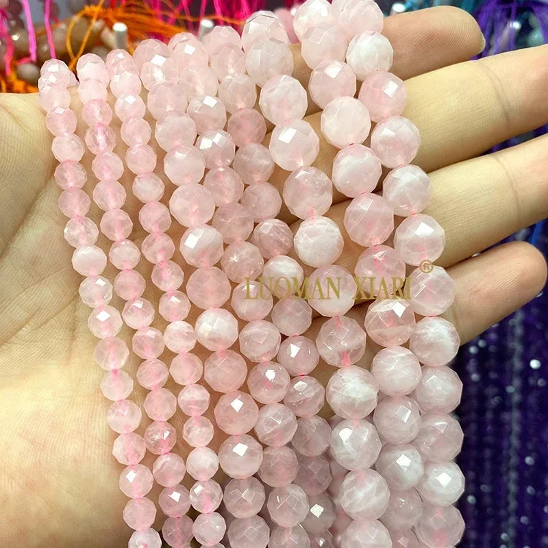 Piedra Natural redonda facetada AAA, mostacillas espaciadoras sueltas para fabricación de joyería