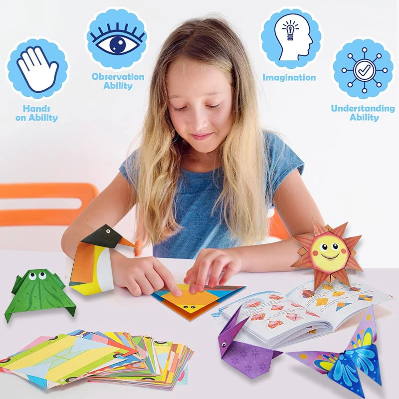 Kit de Origami, 30/96 hojas, libro guía artesanal de papel de Origami para principiantes