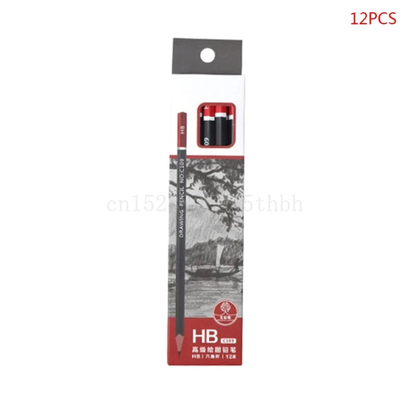 12 unids/caja lápiz de grafito para boceto, dibujo, escritura, 2H HB 2B 3B 3H 4B 5B