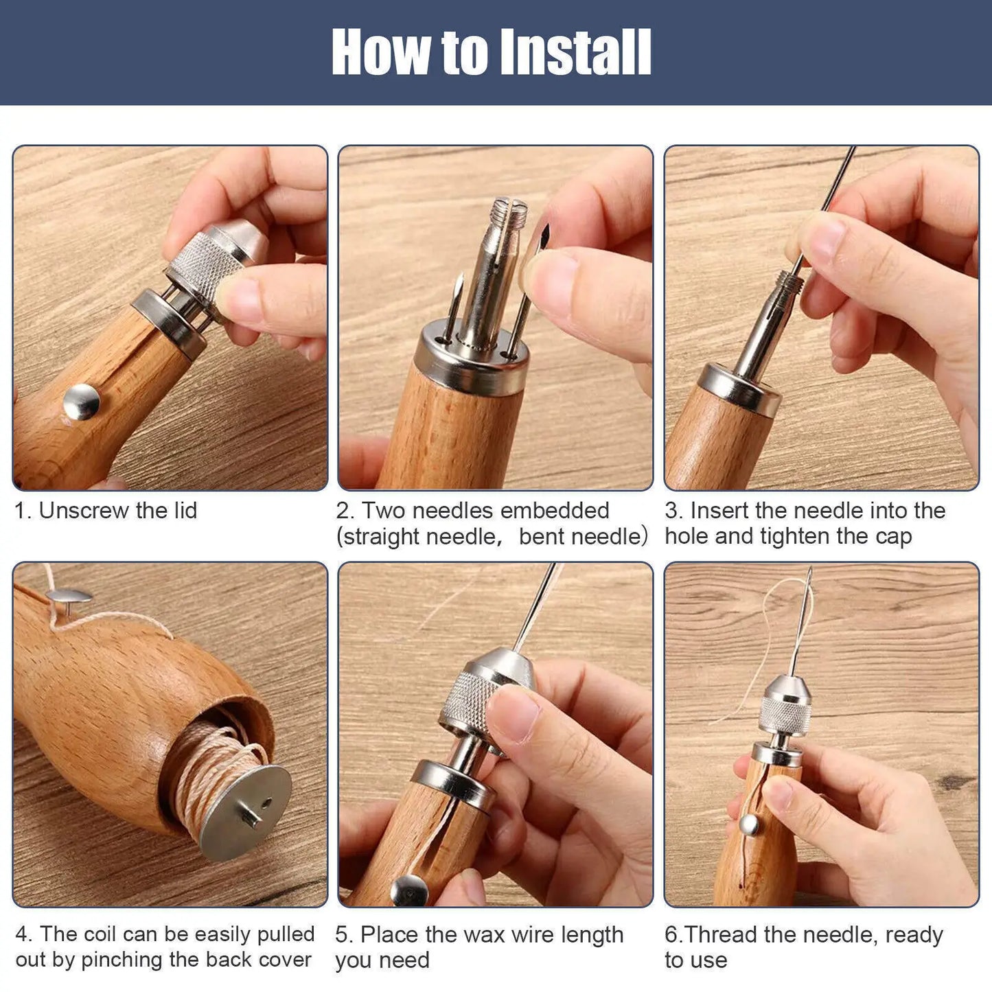 Kit de hilo de punzón de costura de cuero