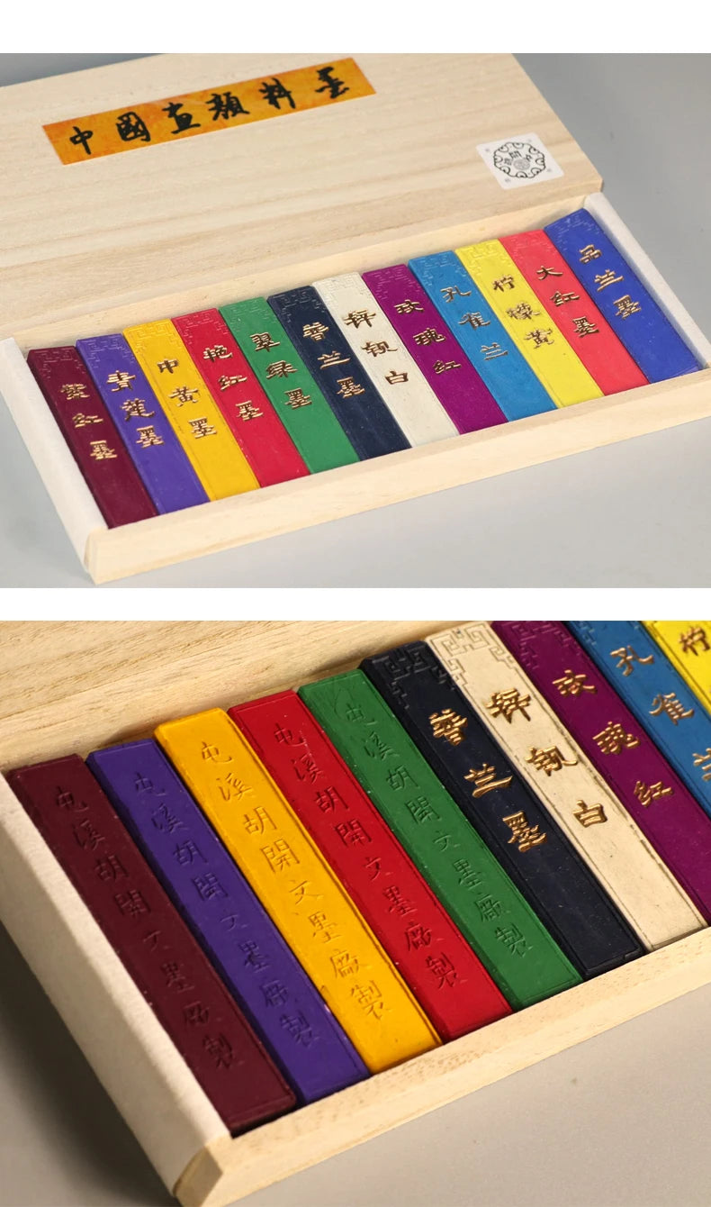 Barras de tinta de pigmento de Color, bloques de tinta de pintura china 12 uds.