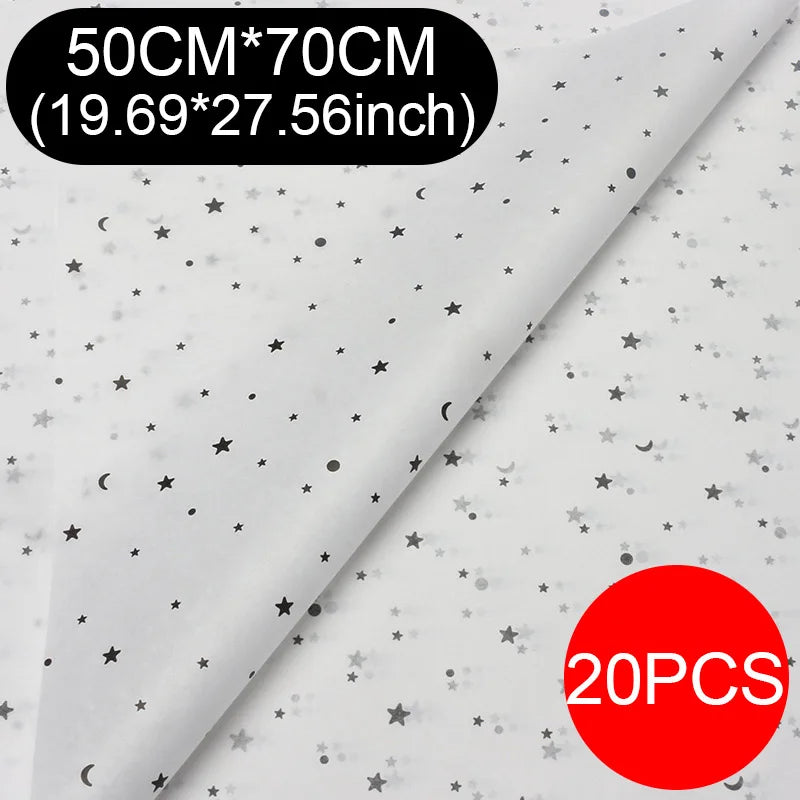 20 unids/lote 50x70cm, oro negro blanco Multicolor papel tisú para envolver regalos