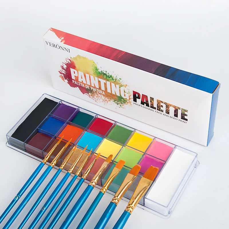 Kit de pintura con pinceles para niños y adultos, maquillaje corporal, arte corporal, ingrediente seguro, 12/20 colores