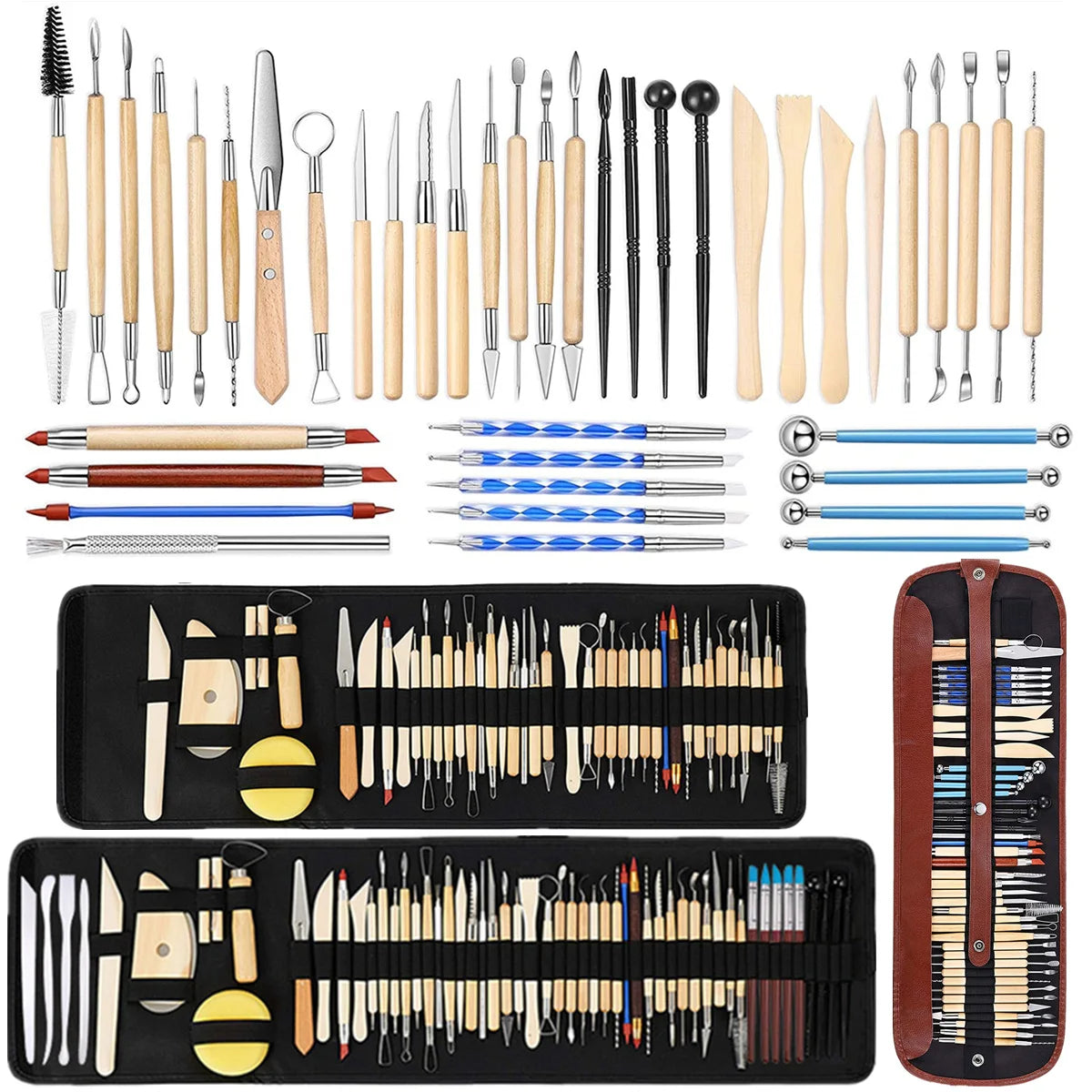 Kit de Herramientas para Esculpir Arcilla y Cerámica, 8-61 Piezas