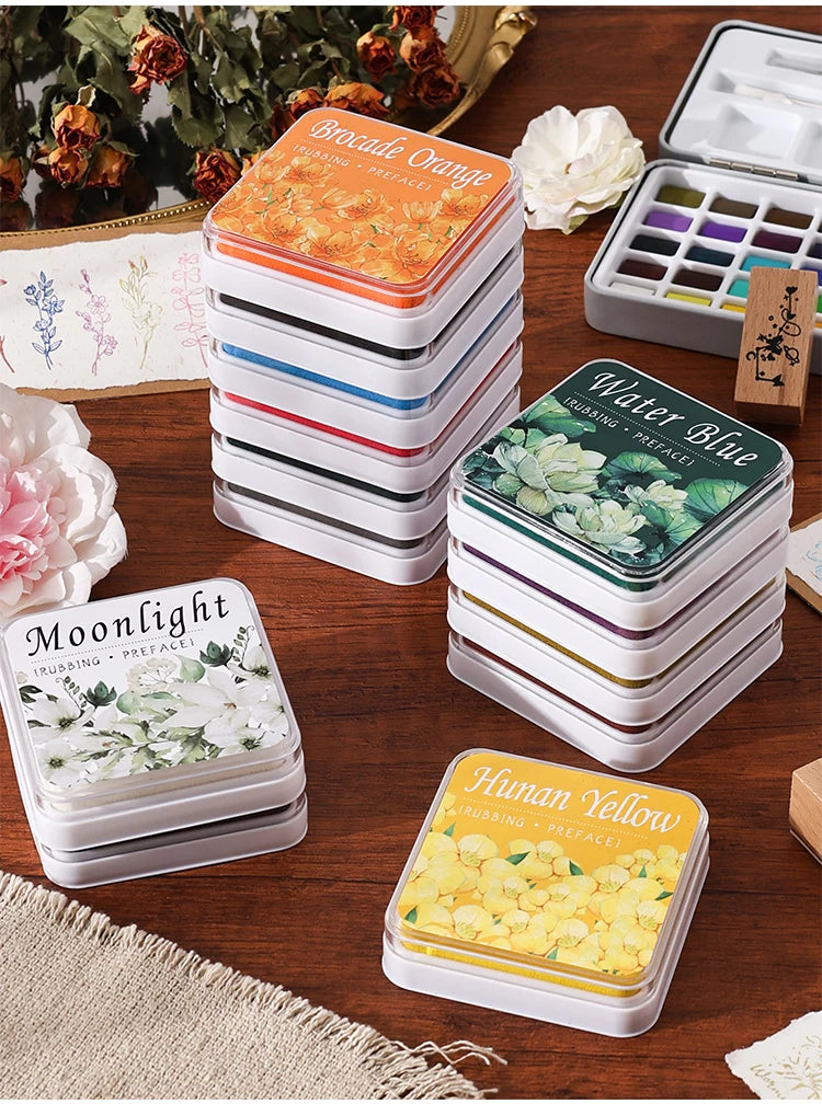 Almohadilla de tinta neutra de algodón ecológico, 16 colores, 1 ud.