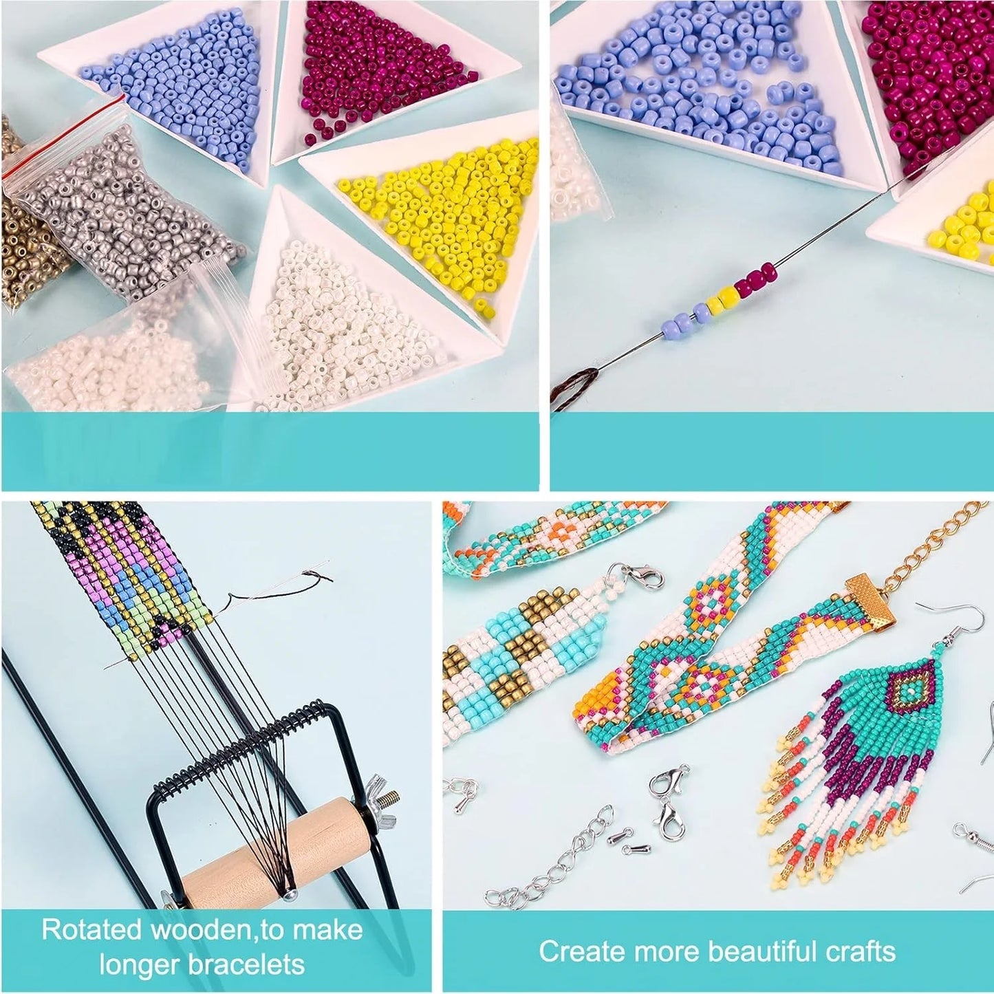 Kit de telar de mostacillas para joyería, pulseras, pendientes, collares