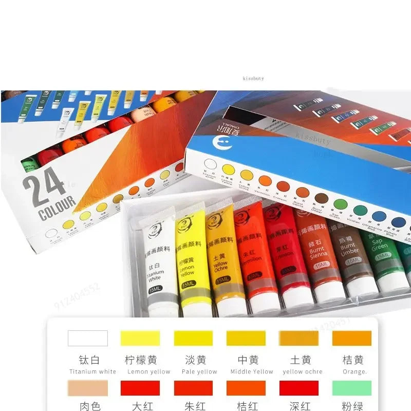 Juego de pinturas acrílicas profesionales de 12/24 colores, de 15ML