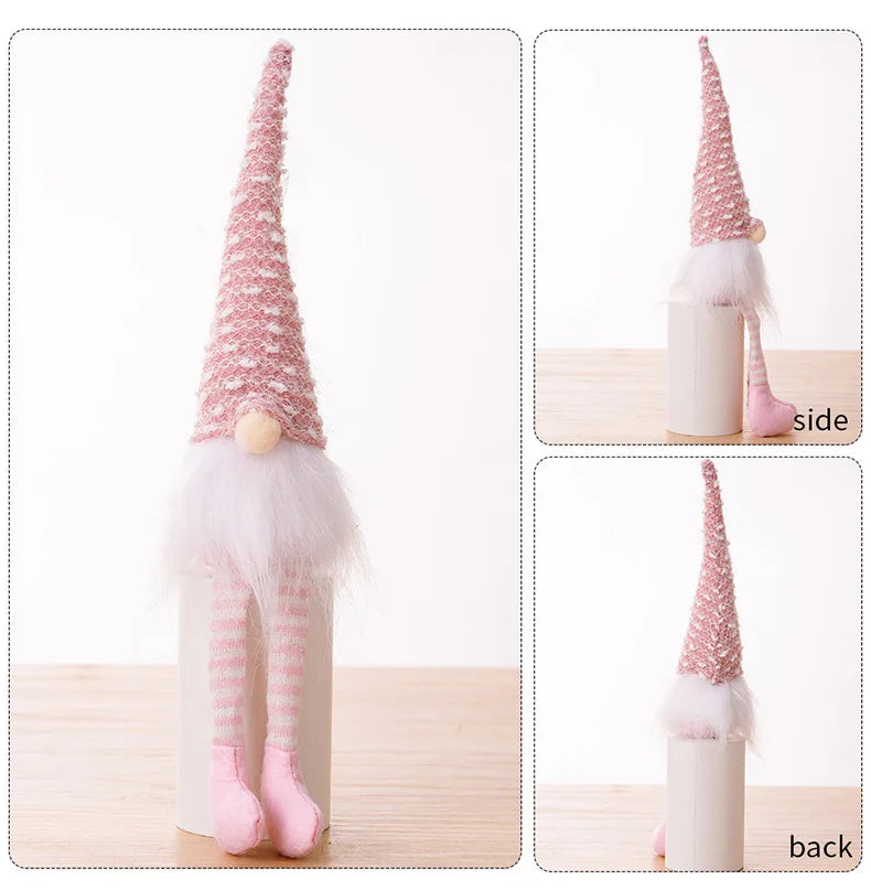Muñeco de pierna larga de Navidad, adorno tejido a mano de felpa, muñeco sin rostro