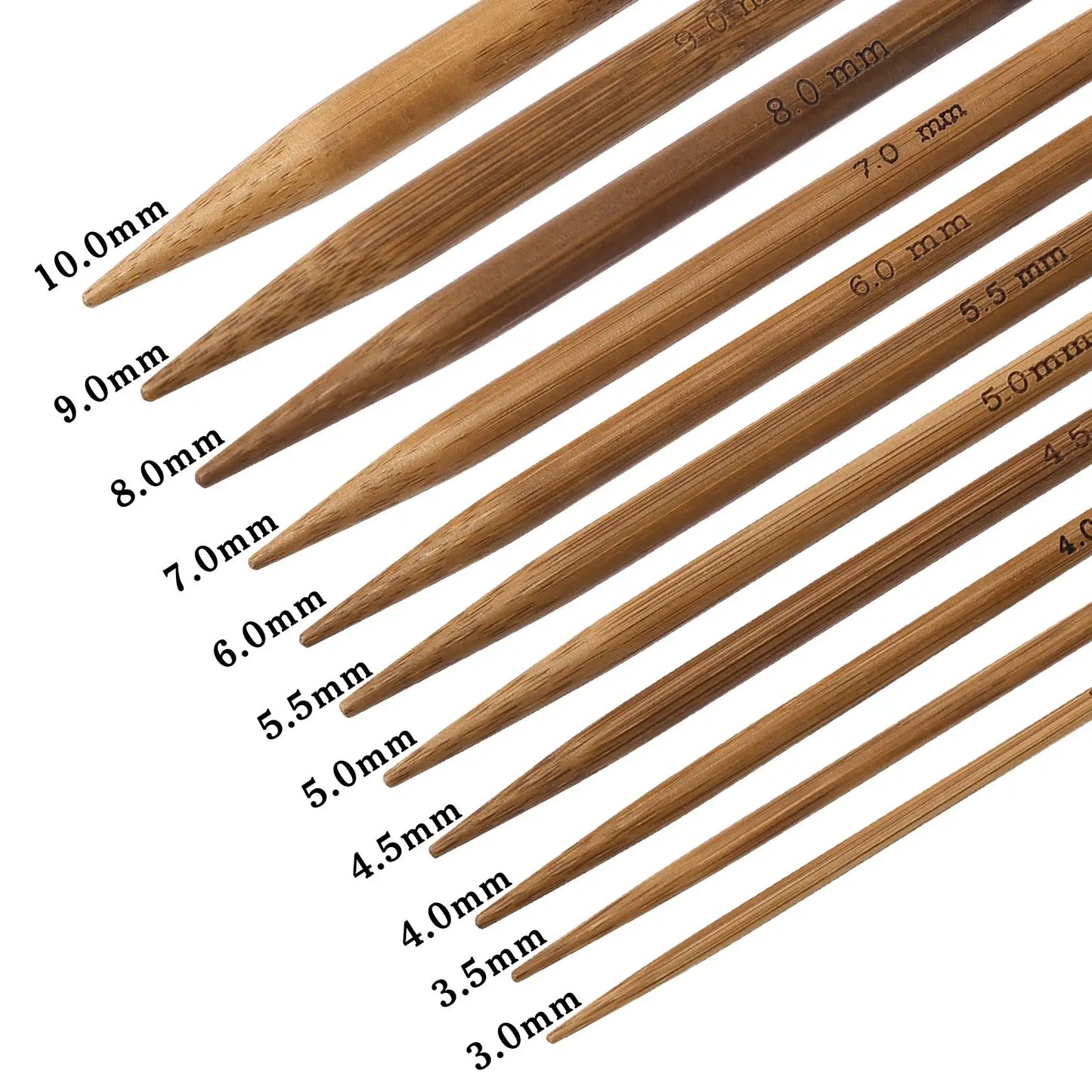Palillos de tejer de bambú de 3-10mm, agujas circulares con aro de tubo de acero inoxidable para tejer a mano
