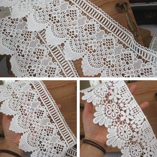 Cintas de encaje bordado de algodón blanco, 2 yardas (1,80 mts a aprox.)