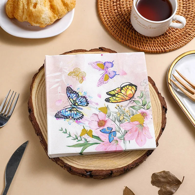 20 unids/pack 33x33cm Vintage flor impresa, servilletas de papel desechable, artesanía decoupage