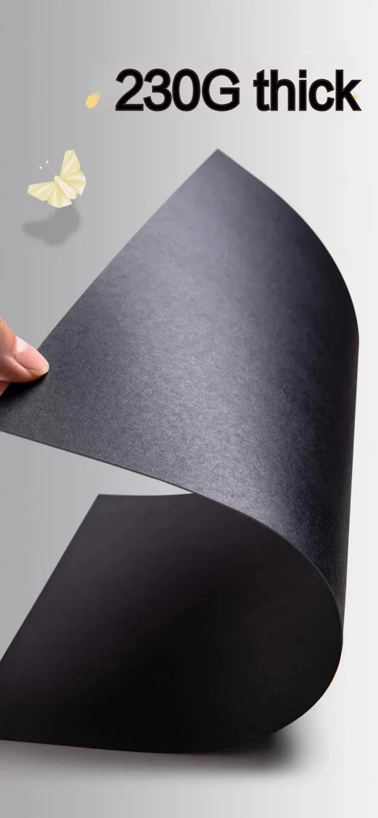 Papel de cartón negro grueso de 180/230/300gsm, papel A4/A5, 20-100 Uds., papel para bocetos de dibujo a mano
