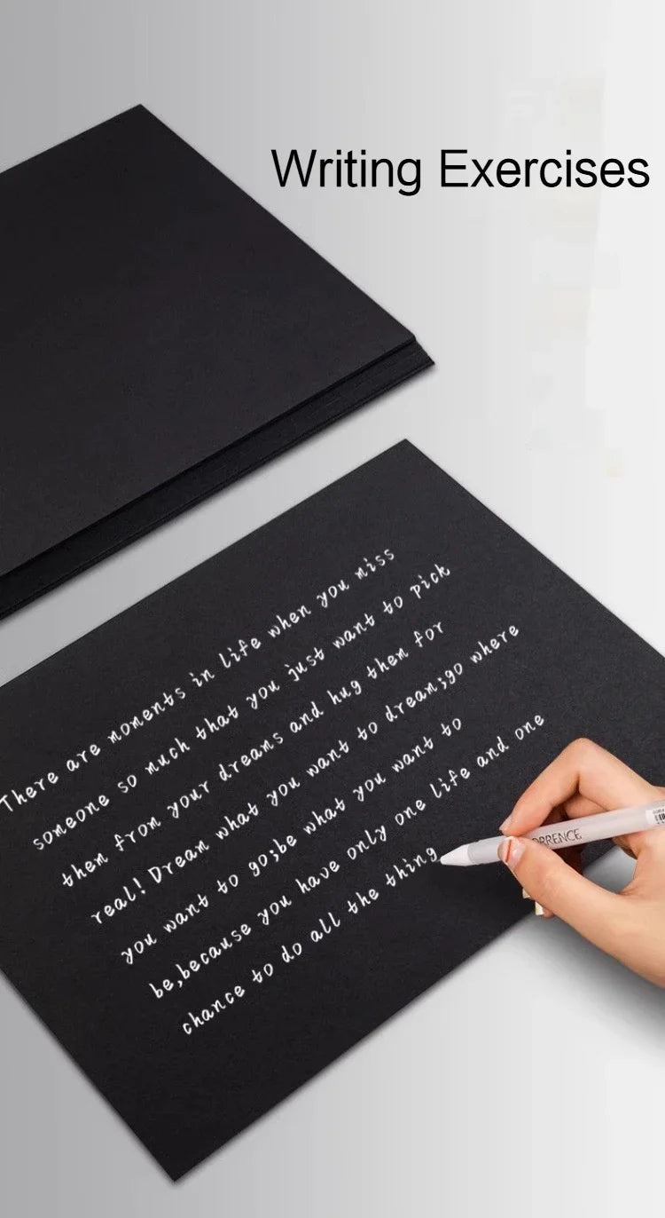 Papel de cartón negro grueso de 180/230/300gsm, papel A4/A5, 20-100 Uds., papel para bocetos de dibujo a mano
