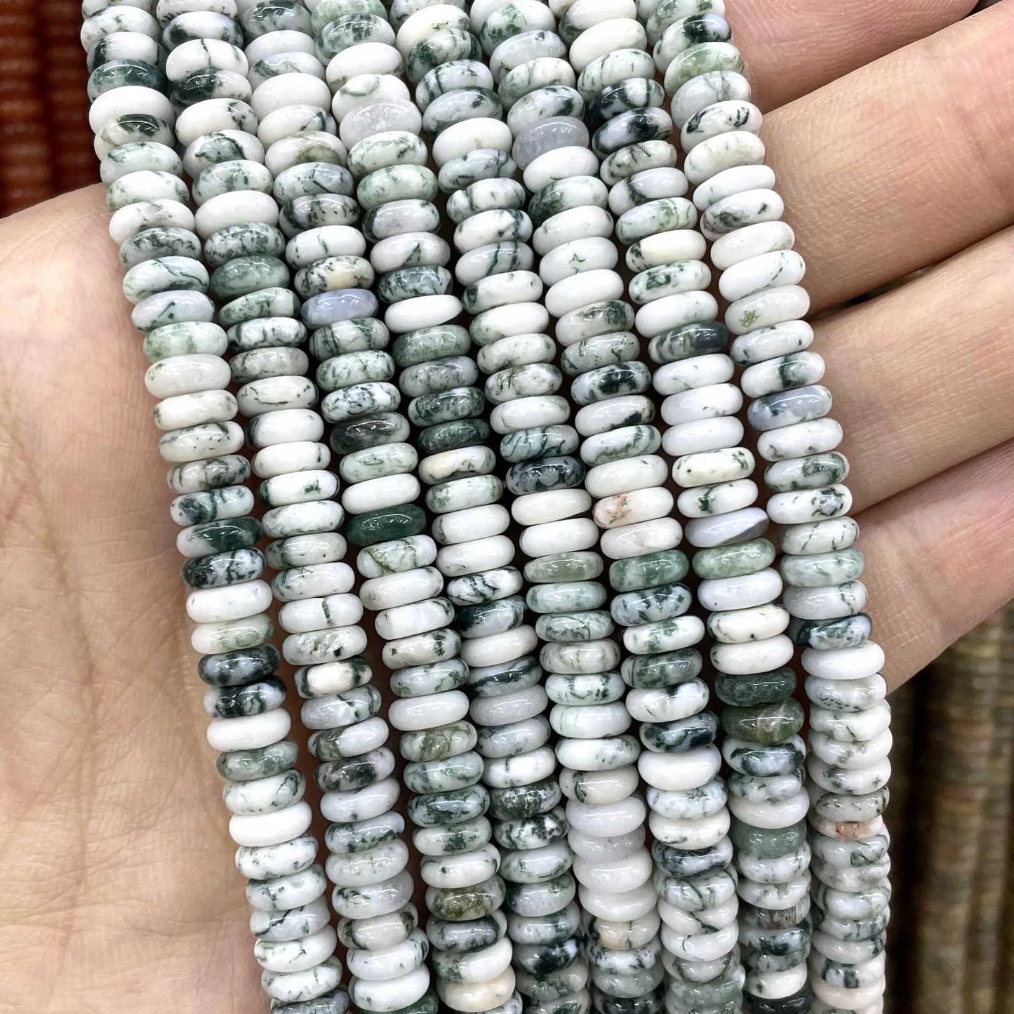 Rondelle de piedra Natural de 2x6mm, turquesas, cuarzo, jaspe, ágatas, mostacillas redondas, planas