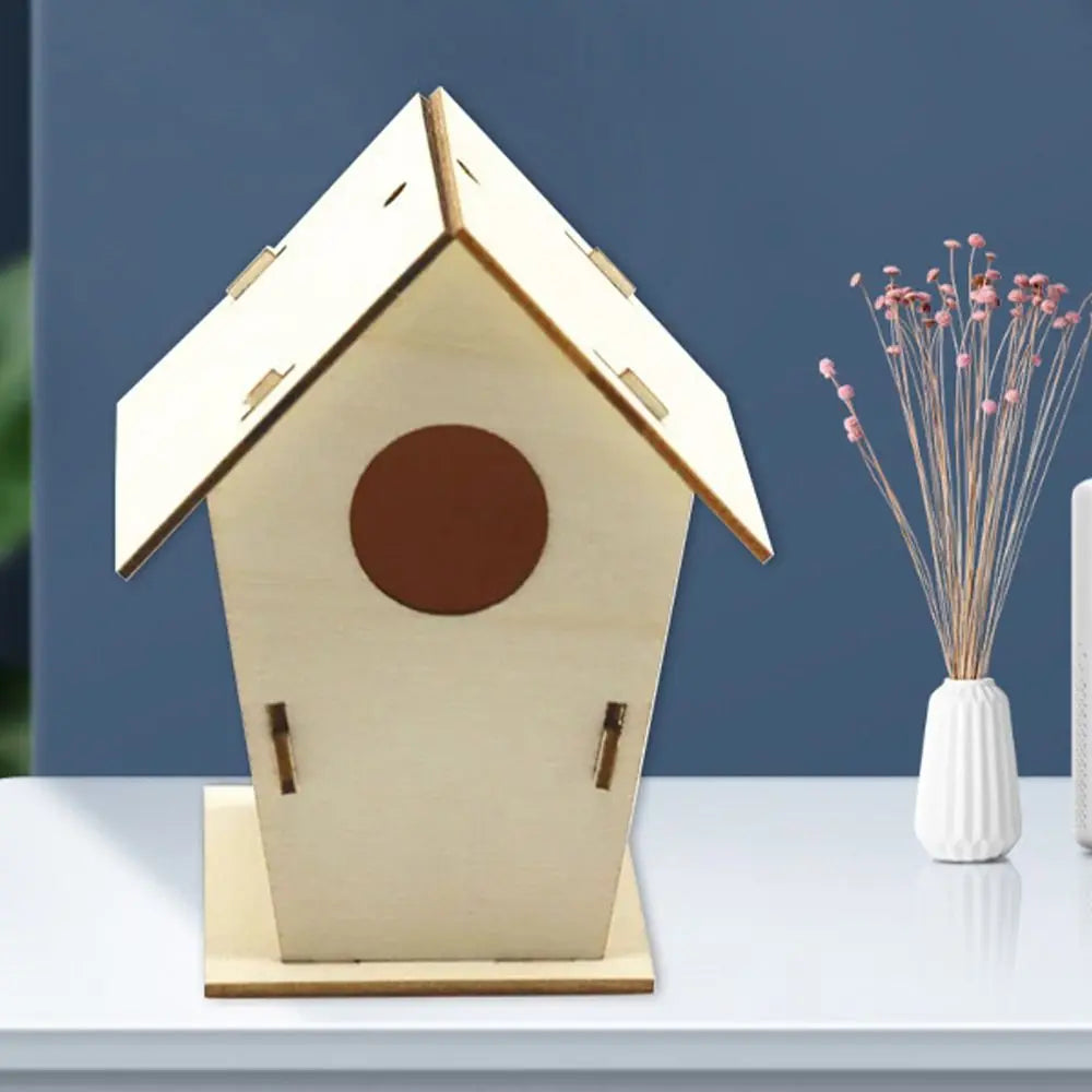 Casa de pájaro de madera para manualidades para el hogar, comedero colgante, 3 uds.