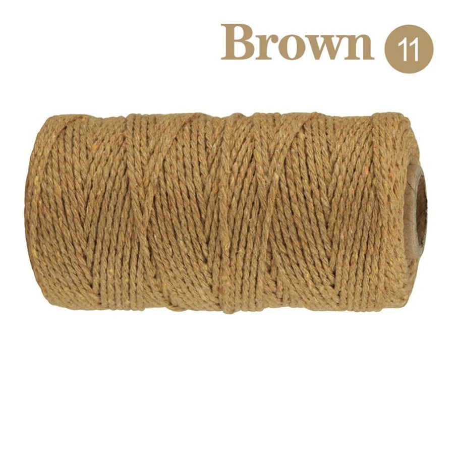 Cuerda de Algodón Puro para Macramé, de 2mm y 100M, 20 Colores