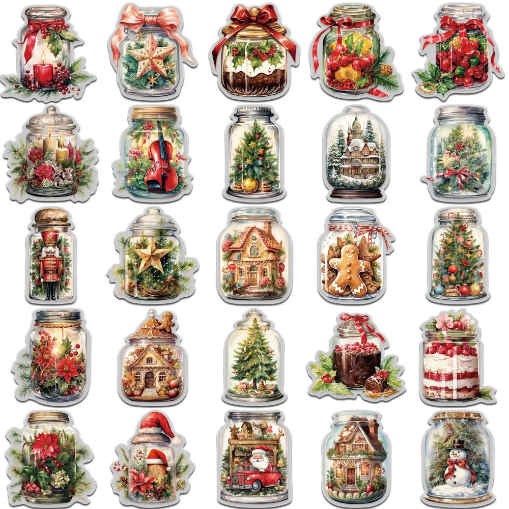 Stickers- calcomanías decorativas para botella y otros, de Navidad y Año Nuevo, 10/50 piezas