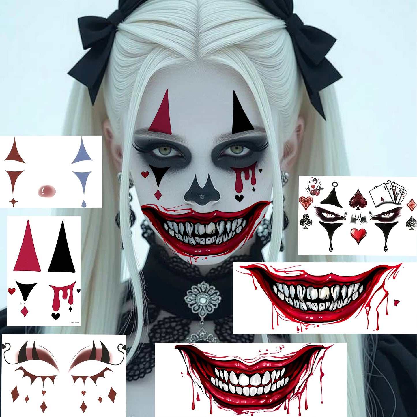 6 Hojas de Tatuajes Temporales para Halloween, Duraderos e Impermeables para Hombres y Mujeres