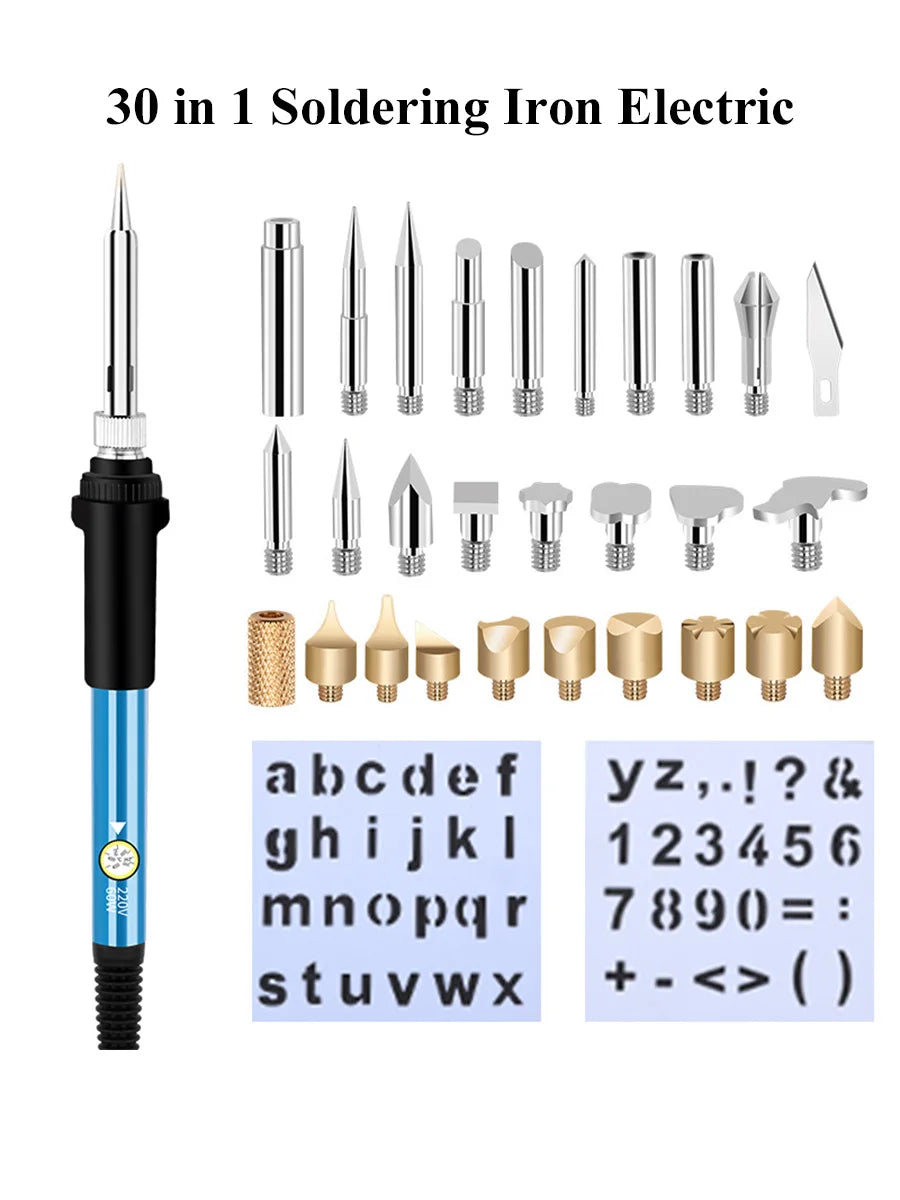 Soldador eléctrico, kit de quema de madera, pluma de pirograbado de 60W.
