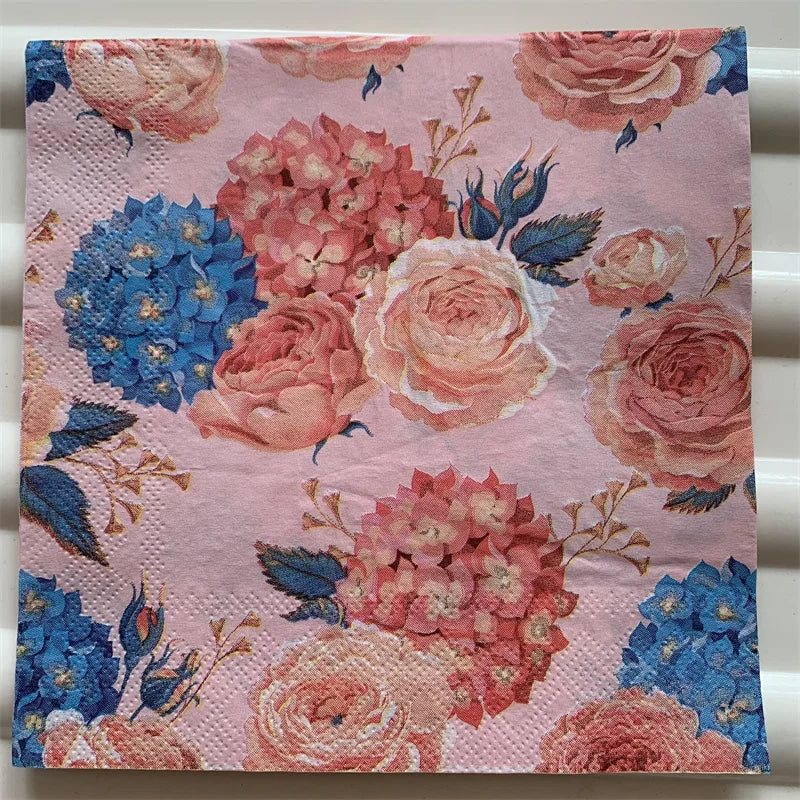 Decoupage-Servilletas de papel de flores, mariposas, 20 unidades