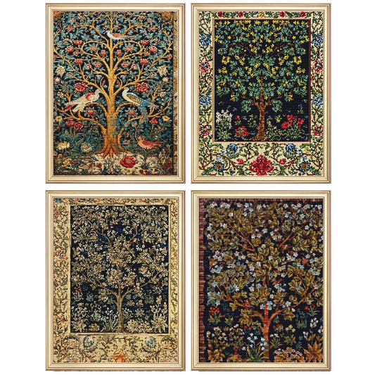 Kits de punto de cruz, paisaje de árbol, 11CT, hilo de algodón, lienzo impreso