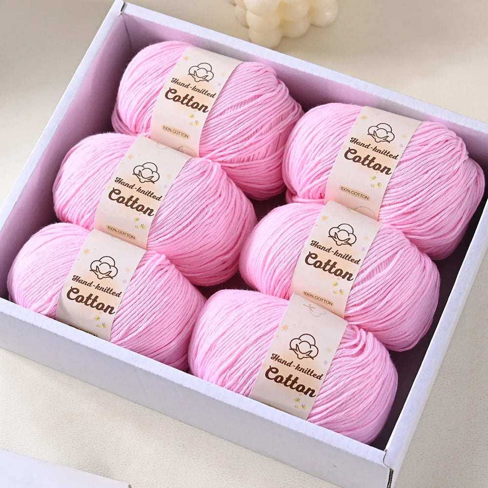 6 bolas de hilo de algodón puro de 300 g, hilo suave multicolor
