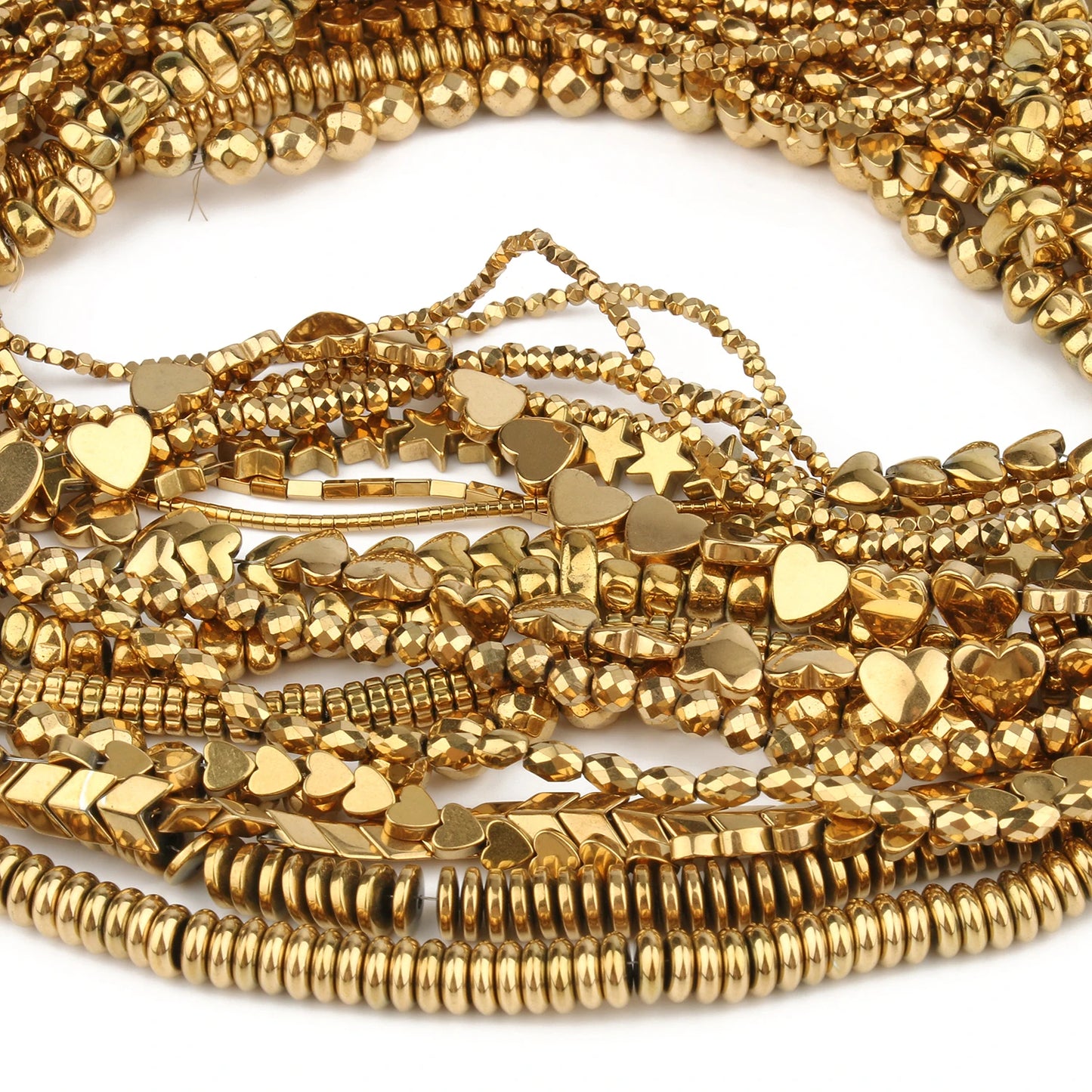 Mostacillas de hematita chapadas en oro Natural para fabricación de joyería