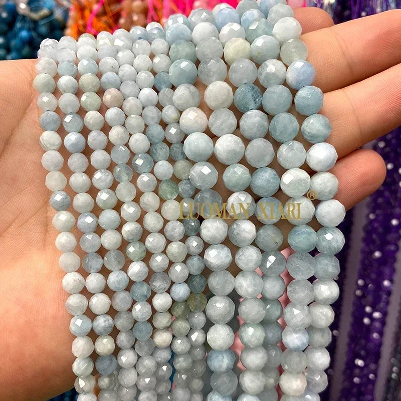 Piedra Natural redonda facetada AAA, mostacillas espaciadoras sueltas para fabricación de joyería