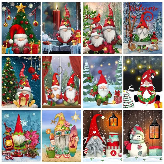 Pintura por números moderna para adultos, colorear por números, decoraciones para el hogar de Papá Noel