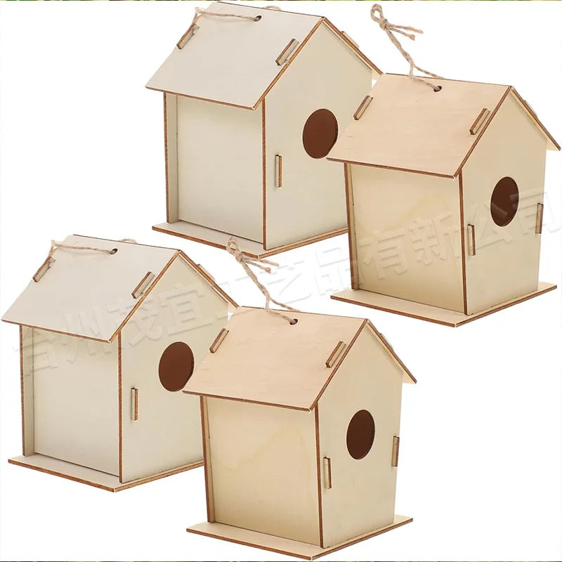 Seis tipos de casas de pájaros de madera ensambladas a mano, para pintar