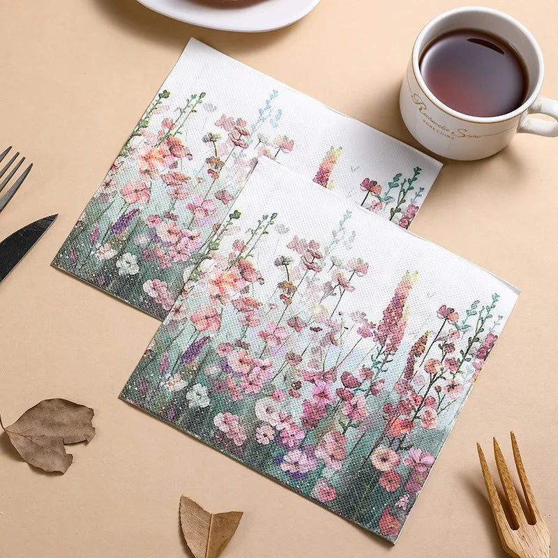 20 unids/pack 33x33cm Vintage flor impresa, servilletas de papel desechable, artesanía decoupage