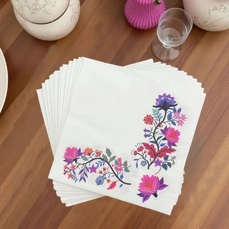 20 Servilletas Florales Coloridas Desechables, Decoupage