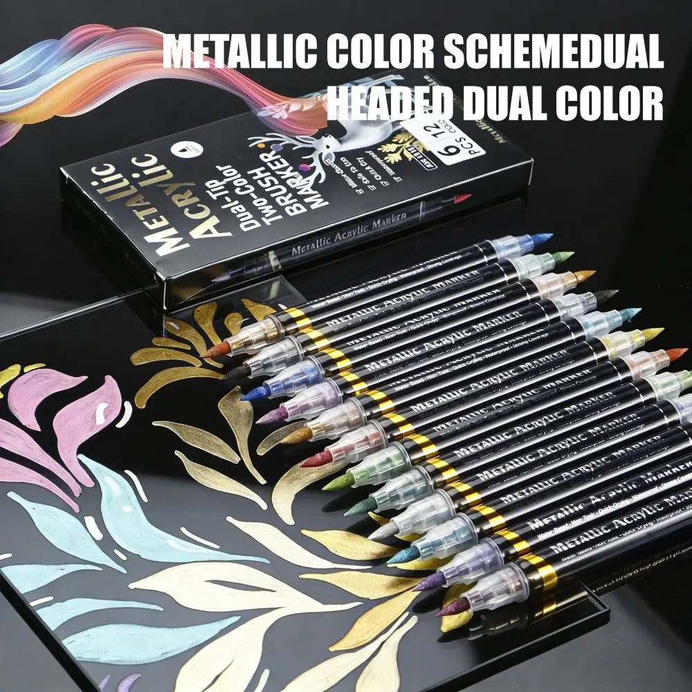 Rotulador acrílico con tinta a base de agua, disponible en 6, 12 y 24 colores, con doble punta