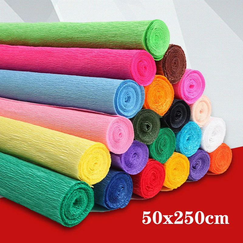 Rollo de papel crepé de colores de 50x250cm.