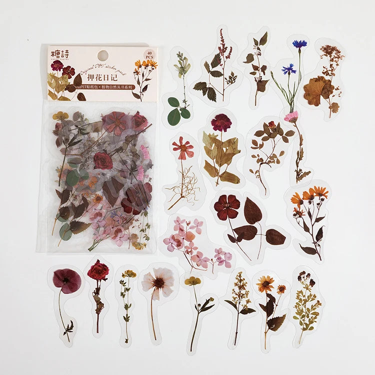 Colección de plantas de 40 piezas, stickers de hoja verde para decoración