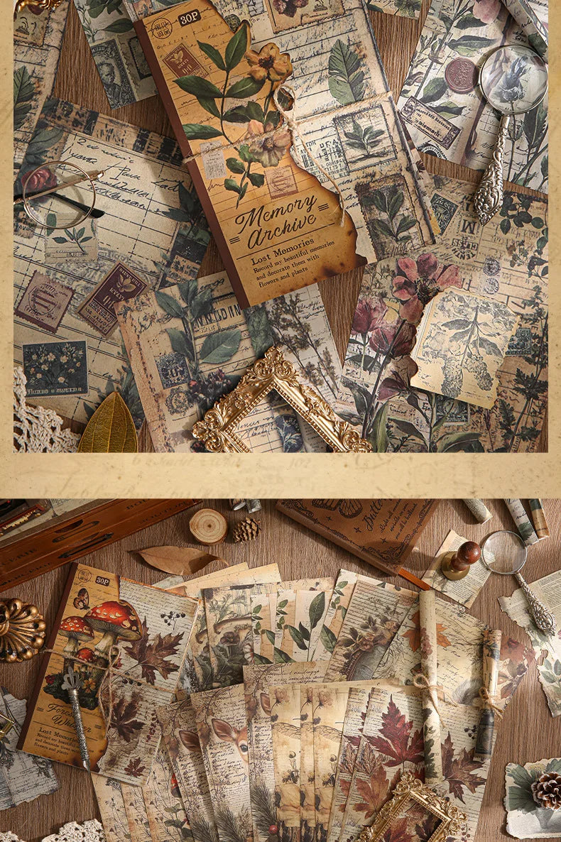 30 Uds. Planificador de papel Vintage, suministros artesanales