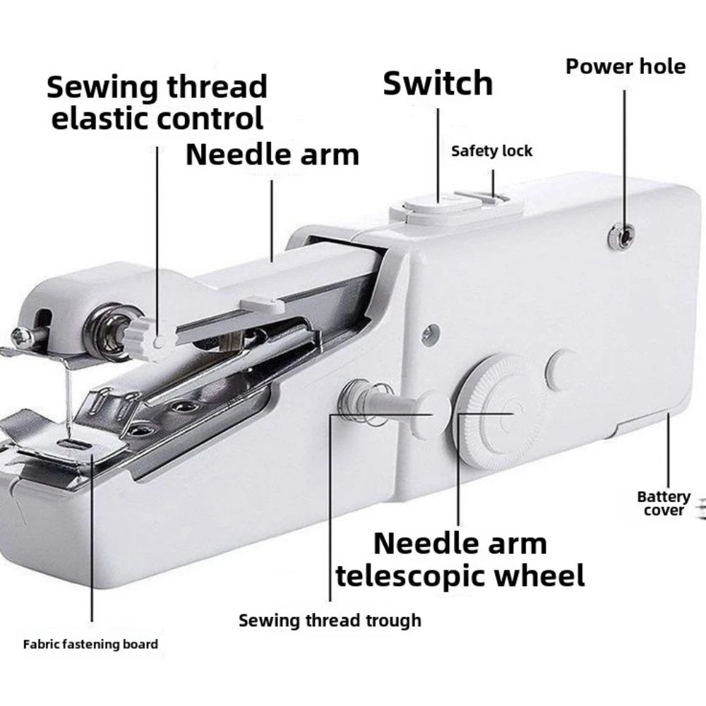 Mini Máquina de coser eléctrica, de mano, portátil.