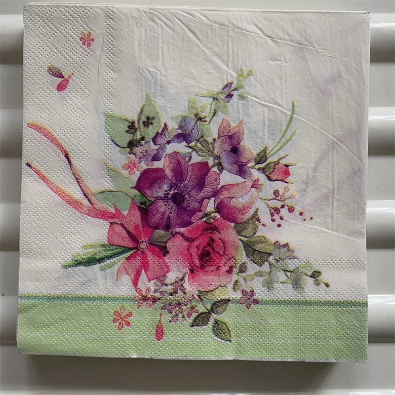 Decoupage-Servilletas de papel de flores, mariposas, 20 unidades